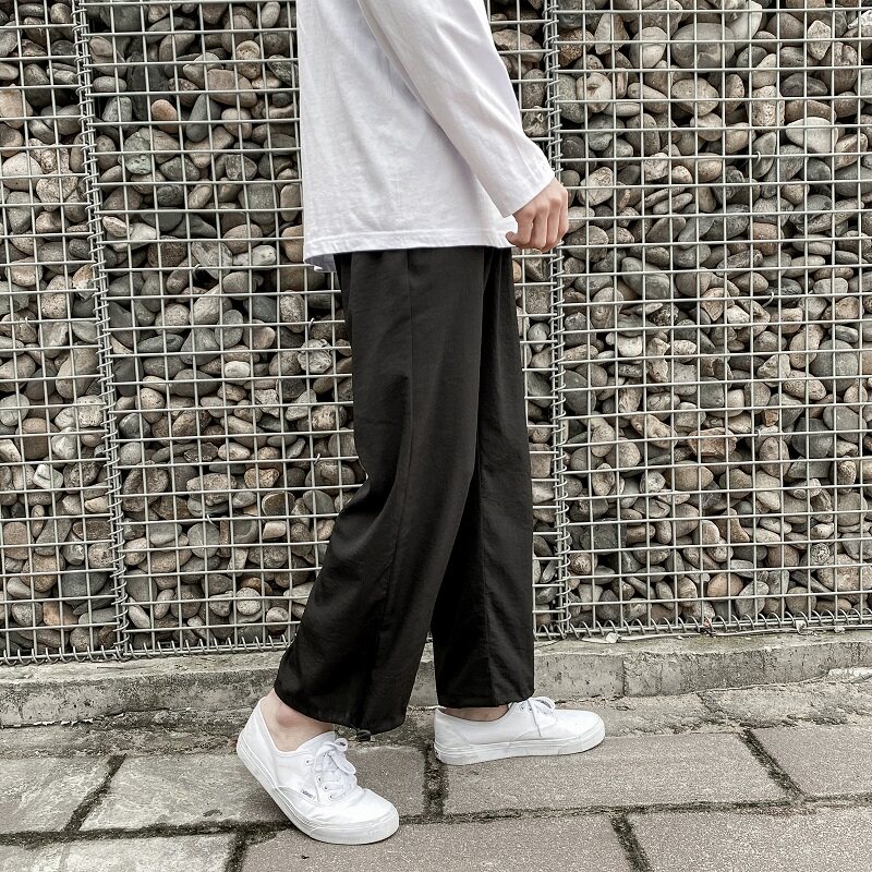 2021黑色仿麻休闲裤A061老板说稳的,男装休闲裤,电商A061