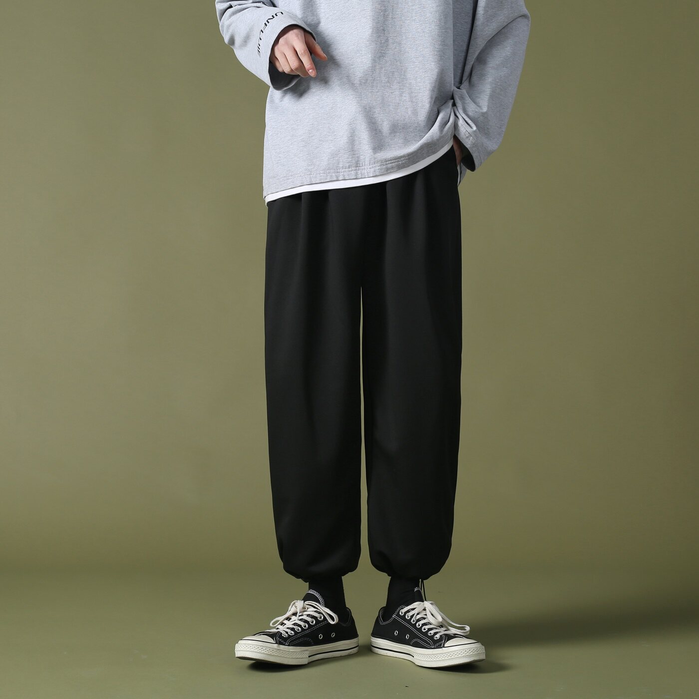 2021春款绿墙棉面白色休闲宽松卫裤运动裤A061,男装休闲裤,电商A061