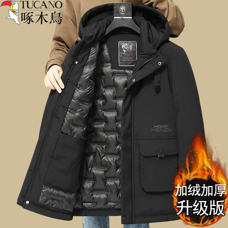 啄木鸟中老年棉衣男秋冬季短款加绒加厚羽绒棉服爸爸冬装保暖棉袄_虎窝淘