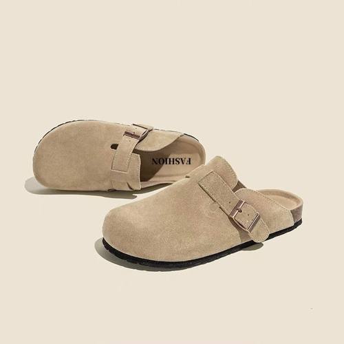 2025新款勃肯女博肯平底女夏加绒底增高包头半拖鞋一脚蹬懒人单鞋