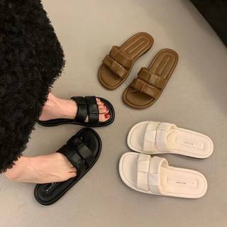 平底绝美凉拖鞋女夏外穿2025新款超火黑色防滑防水一字拖沙滩凉鞋