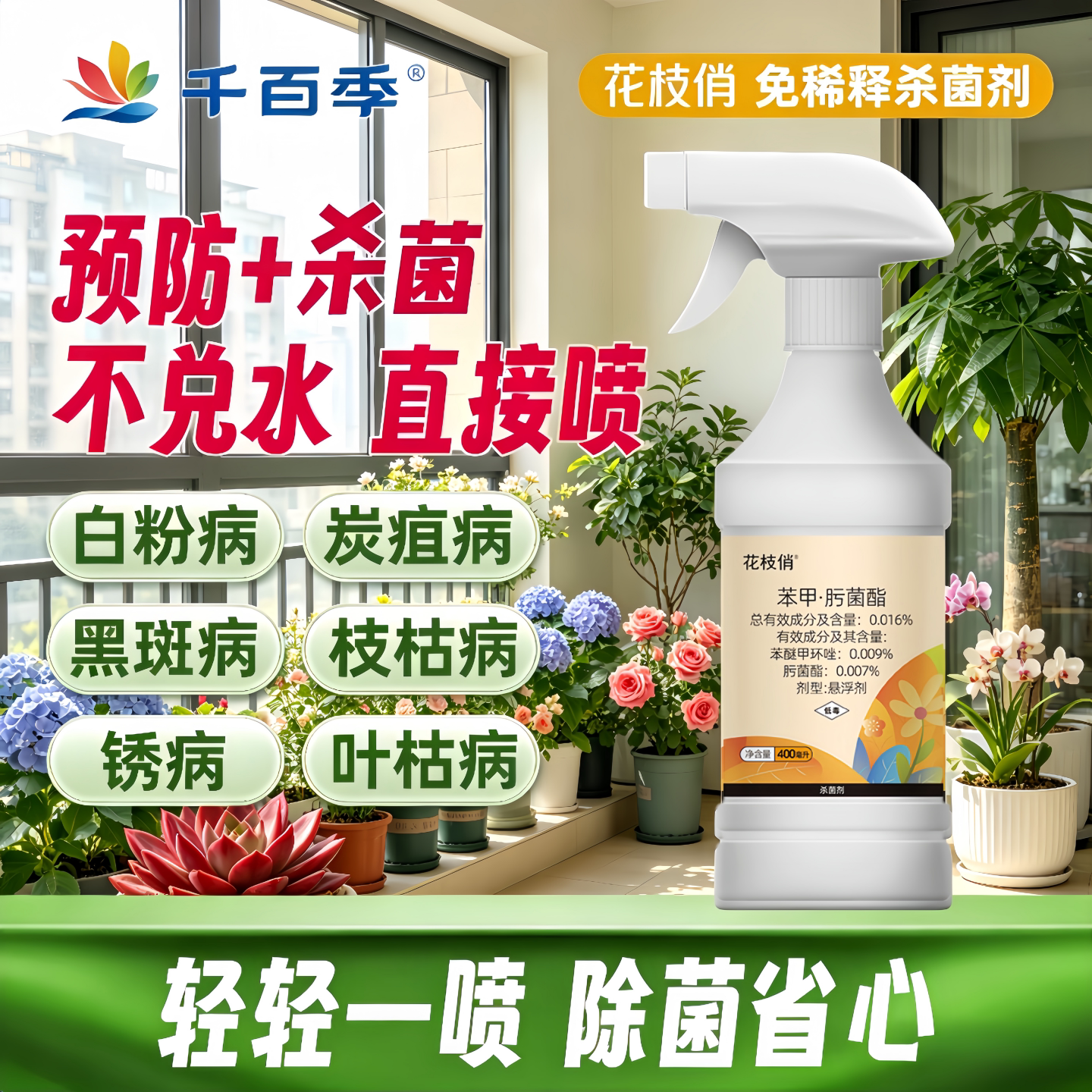 千百剂花枝俏杀菌剂花药白粉黑斑图片