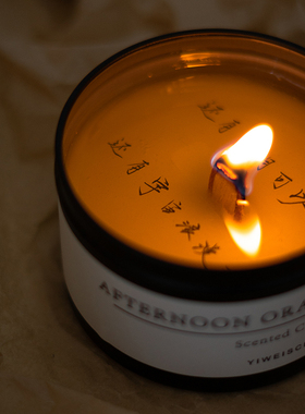 黑色马口铁罐藏字书法香薰蜡烛150g木芯大豆蜡熏香房间氛围装饰品