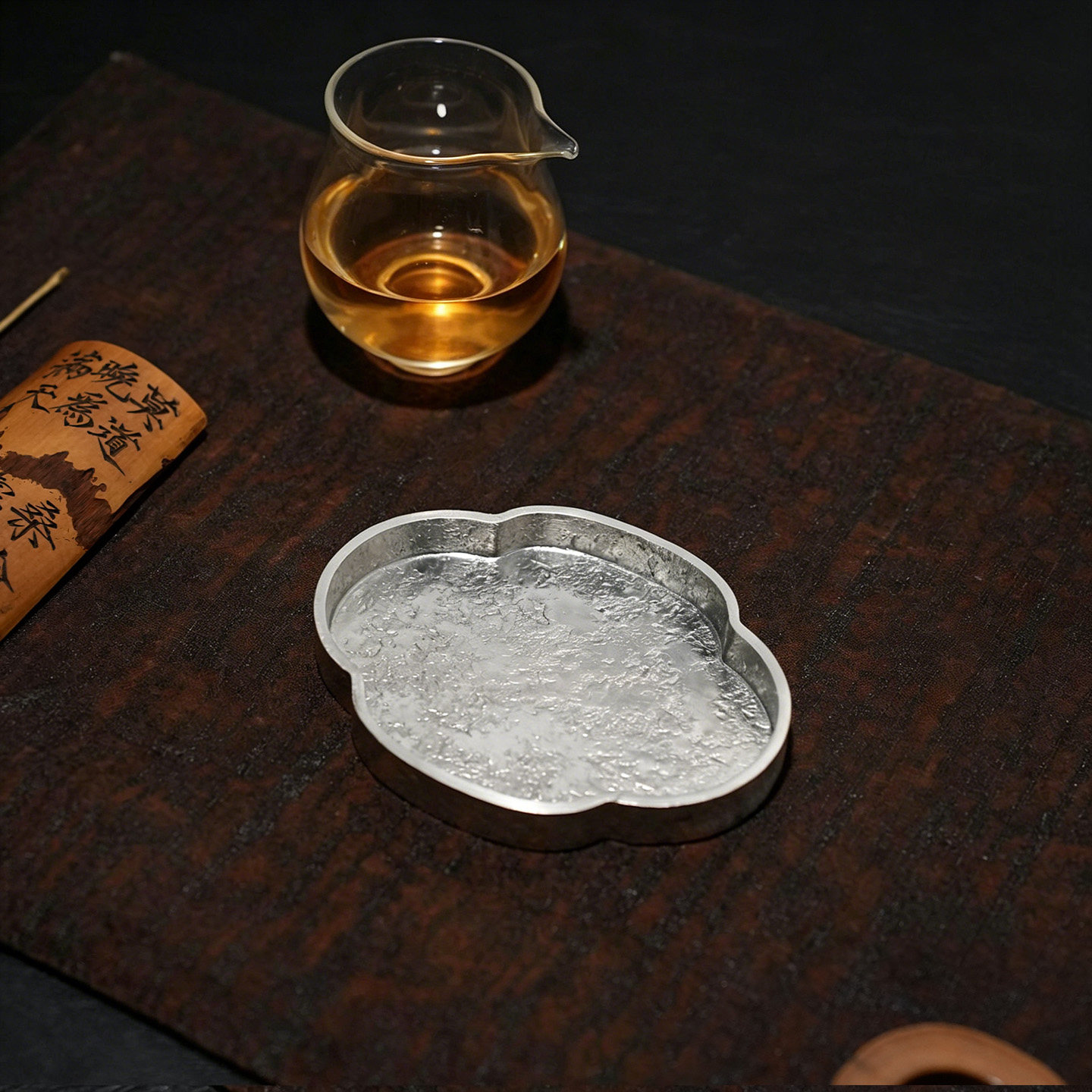纯锡手工锤纹海棠壶承杯承茶托香插托盘大号杯垫加厚干泡台急须台图片