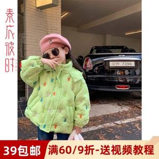 连帽外套手工diy纸样板 裁剪图短款 素衣彼时2214女童羽绒服1 1服装