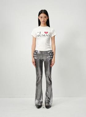 CSFC液态金属色长裤花边提臀丰胯显腿长神裤圣女贞德