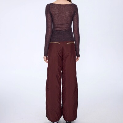 冬季香槟灰充棉可调长裤