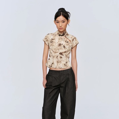 CSFC新中式蝴蝶印花镂空短袖T恤