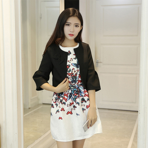 小香风短外套女2019春秋新款七分袖百搭短款高腰开衫小外套披肩女