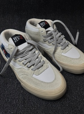 ROKIT联名HALF CAB卡其色中帮男鞋麂皮拼接皮质复古休闲板鞋百搭