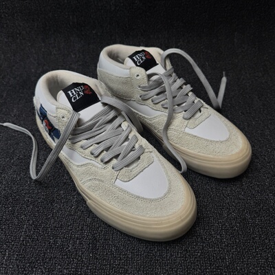 ROKIT联名HALF CAB卡其色中帮男鞋麂皮拼接皮质复古休闲板鞋百搭