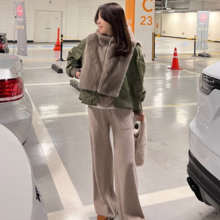 韩国东大门秋冬季仿水貂毛连帽披肩毛茸茸保暖短款马甲皮草外套女