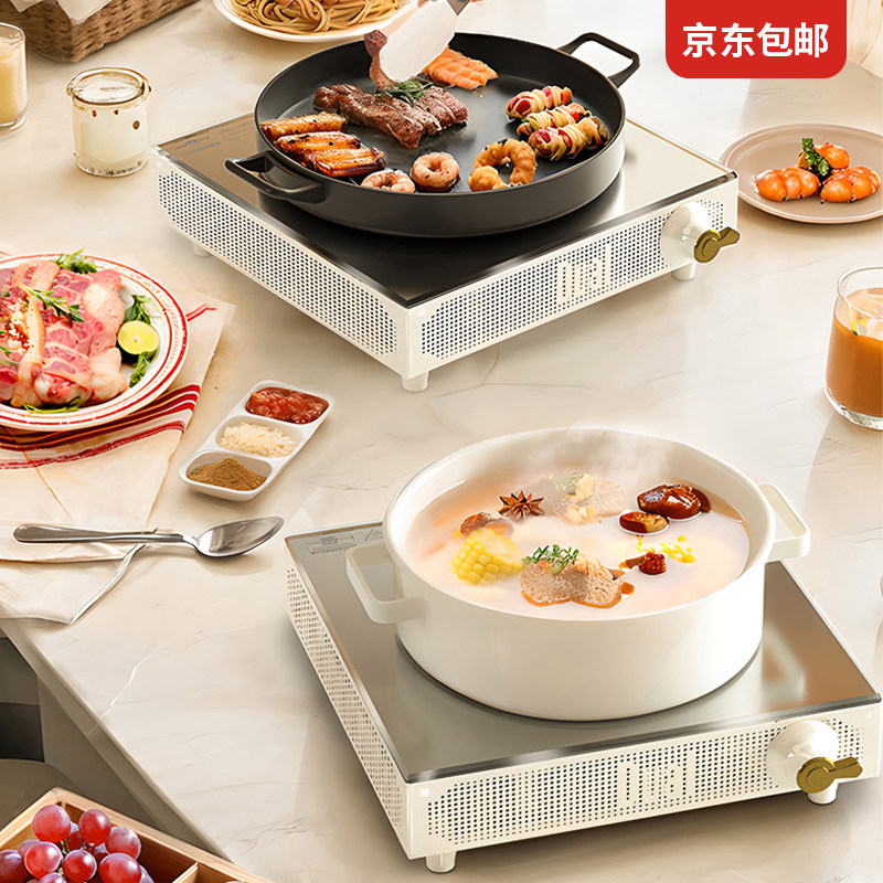 Dual电陶炉烤肉露营煮茶器家用室内大功率炒菜多功能户外烧烤炉 - 实物图