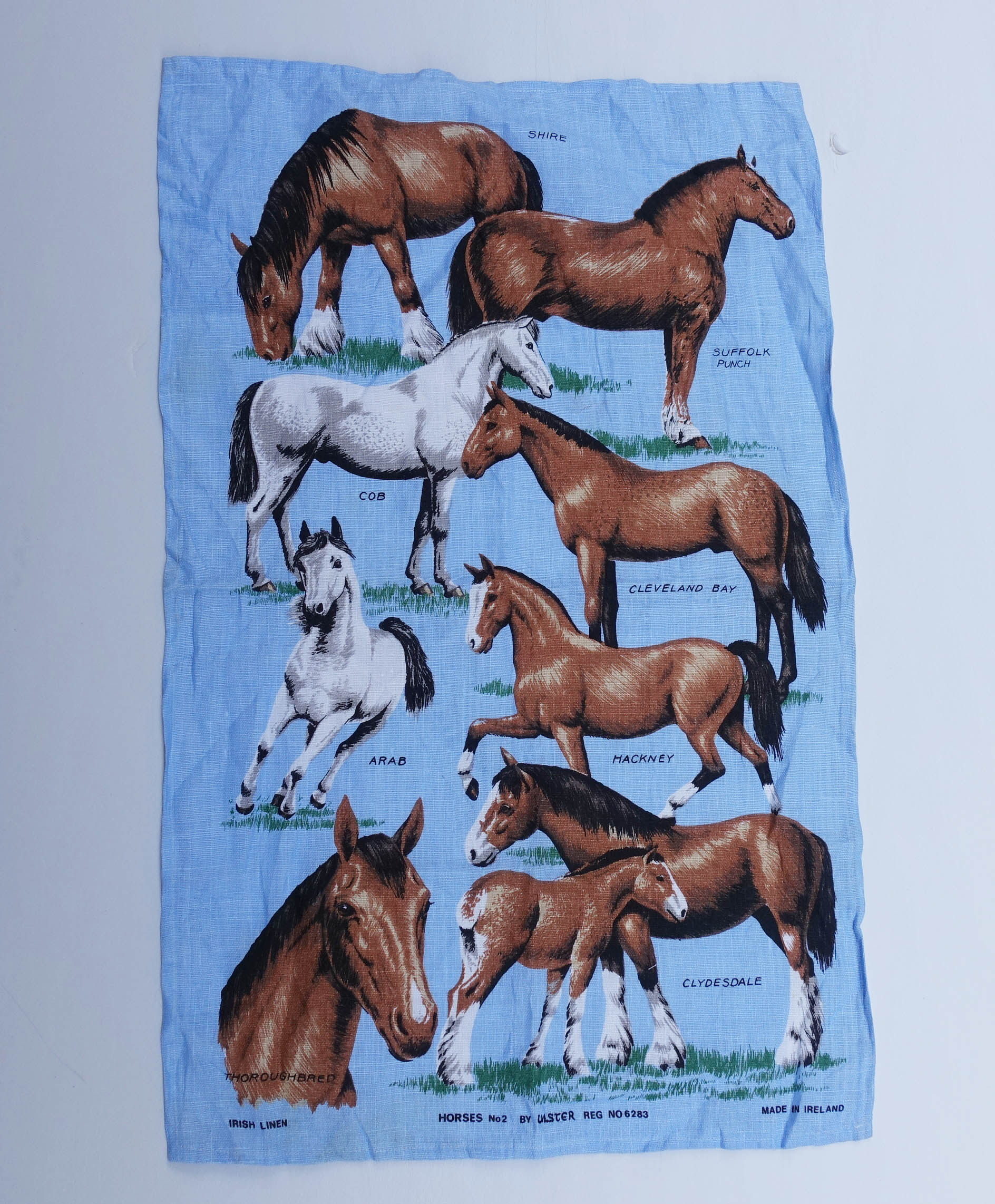 vintage新西兰中古老质感挂布群马图案装饰摆件复古怀旧挂画日历