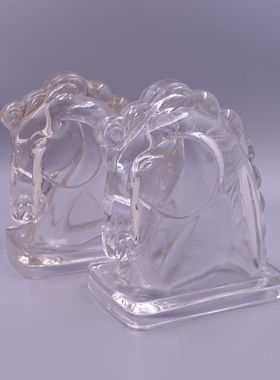 Vintage透明空心书档厚玻璃