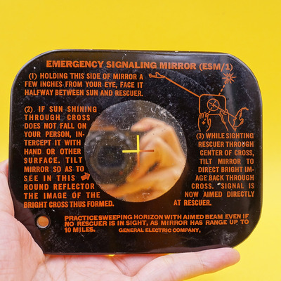 西洋古董40年代emergency signaling mirror美飞机求救紧急信号镜