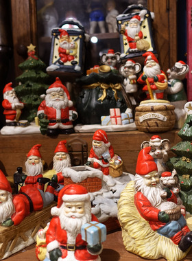 美国圣诞老人陶瓷烛台孤品挂件