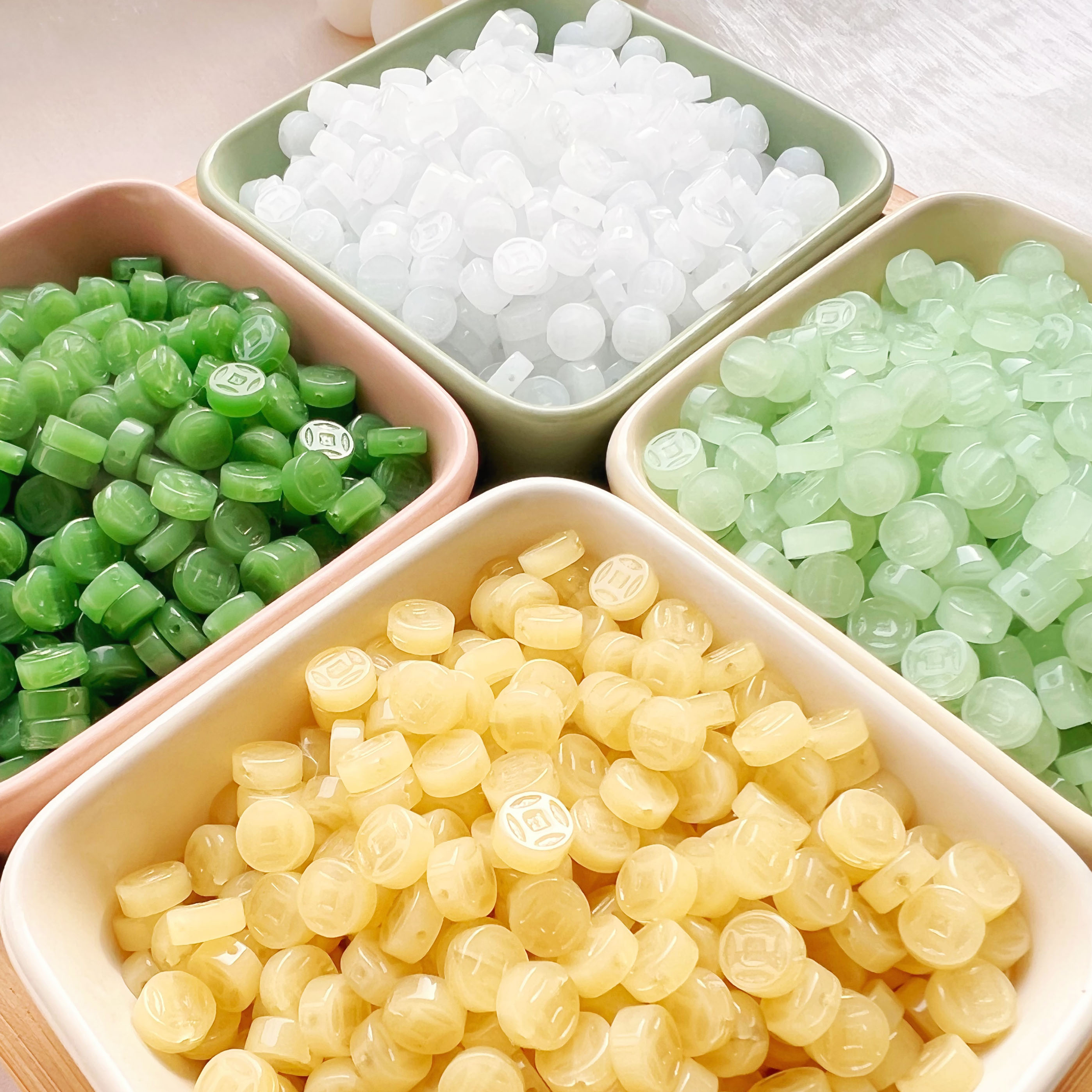 古风铜钱琉璃串珠手工DIY饰品配件手链项链散珠玻璃材料有孔珠子