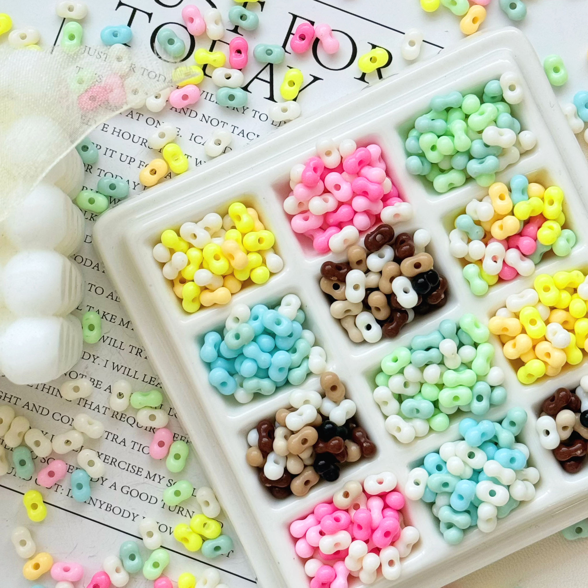 4*6mm小花生米珠亚克力手工DIY服饰配件手机链手串串珠散珠子直孔