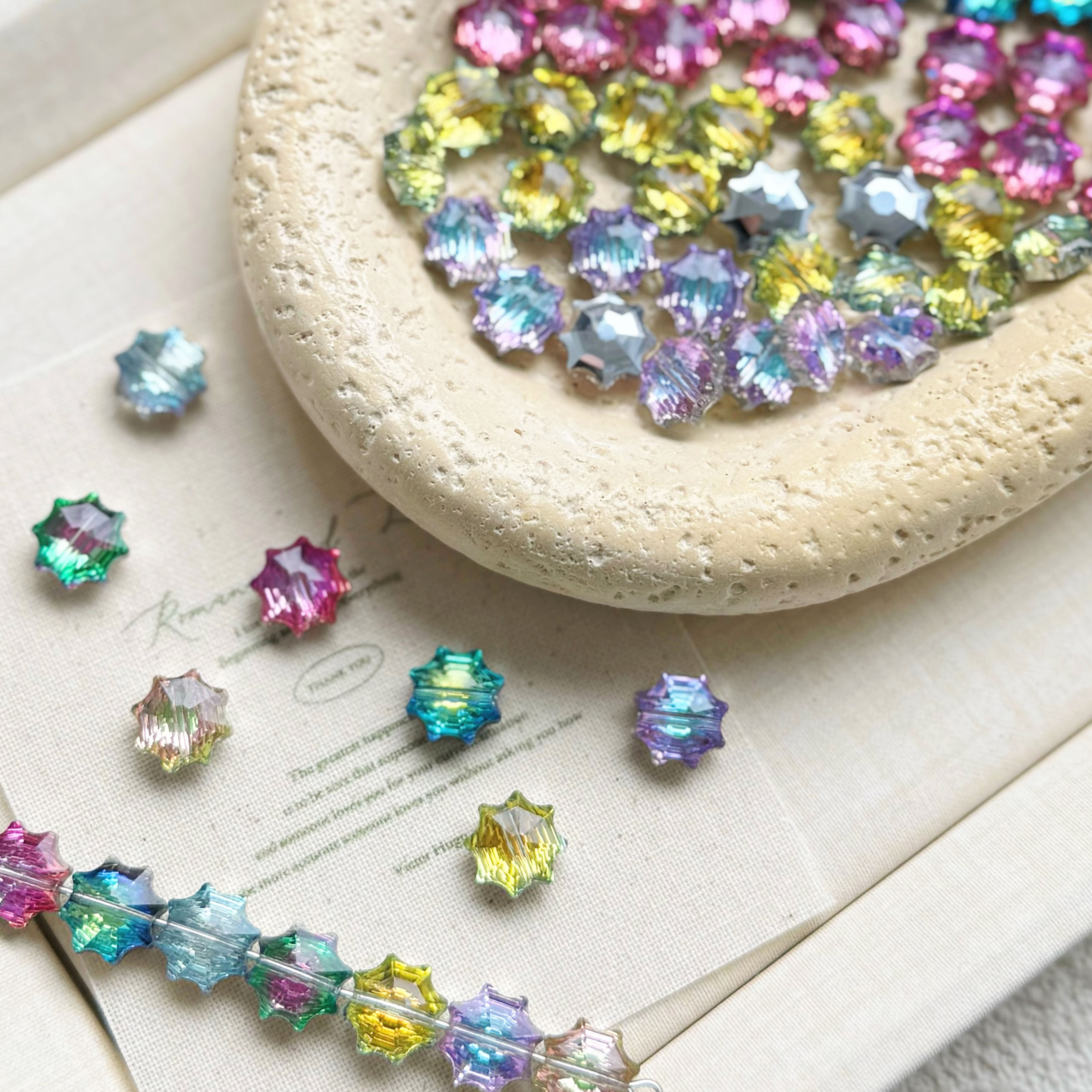 10mm雪花水晶珠镀银底高品质DIY配件手工串珠手机链手串玻璃材料