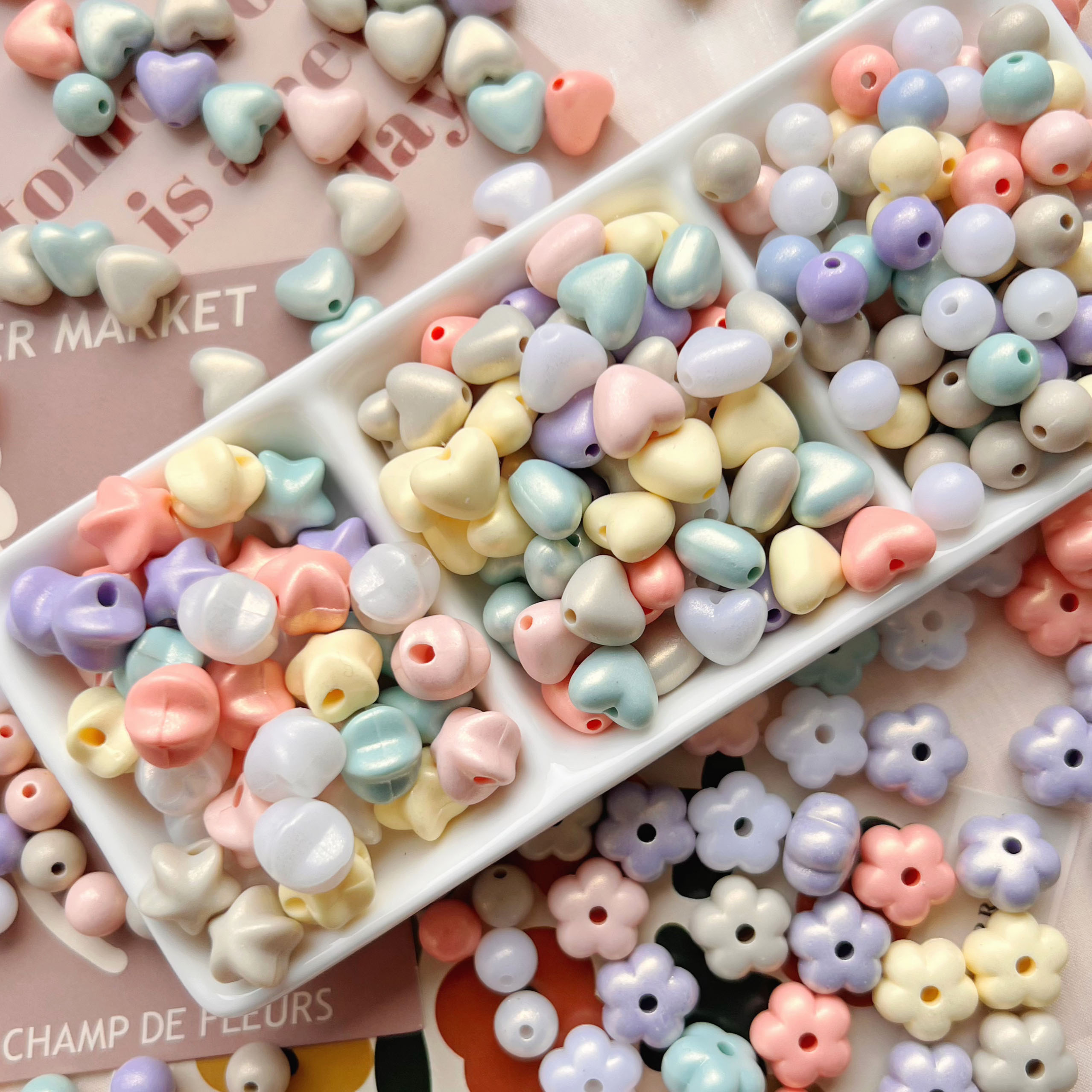 马卡龙色珠子树脂diy配件手工塑料珠手机链钥匙扣车挂服饰材料