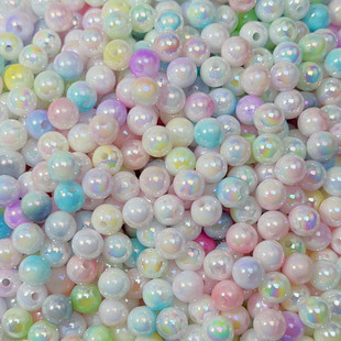 10mm镀彩双色人鱼姬圆珠亚克力手工DIY饰配手机链手串串珠材料
