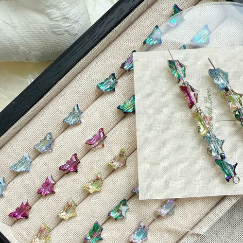 12mm蝙蝠水晶玻璃珠银底DIY配件