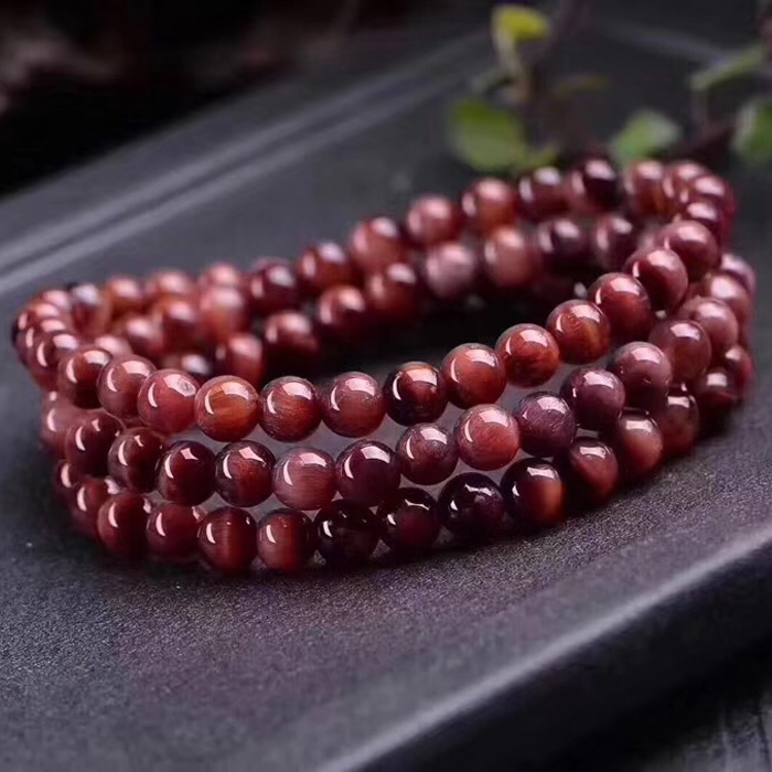 天然红虎眼石手链 3圈多层天然红虎睛石手串 简约百搭手饰