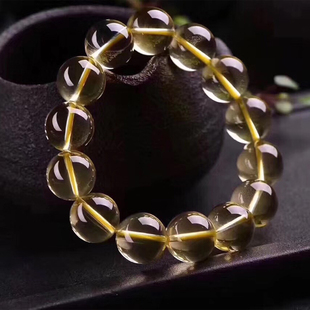 巴西黄水晶手链 巴西黄水晶手串 单圈黄水晶圆珠手链