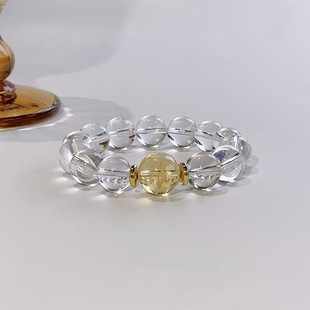 【全净体】白水晶手串 巴西黄塔晶招财运手串 黄水晶手串男女礼品