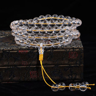 全净体天然白水晶手链多圈手串白水晶108颗佛珠念珠手链