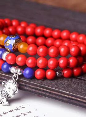 朱砂多圈属猴佛珠手链