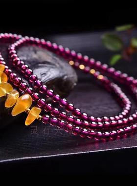 天然多圈蜜蜡碎石念珠手串