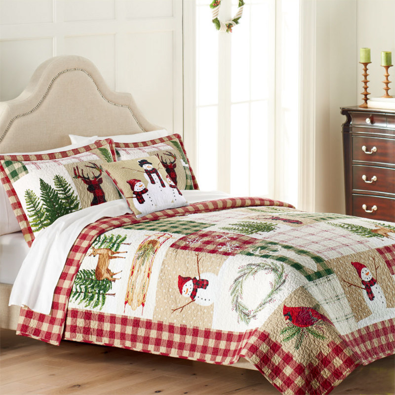 圣诞节给宝贝准备的圣诞被 敲好看 拼布贴布绣手工绗缝艺术品收藏