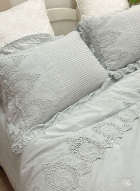 【巴洛克风】法式高奢重工刺绣纯棉砂洗床盖三四件套复古宫廷风