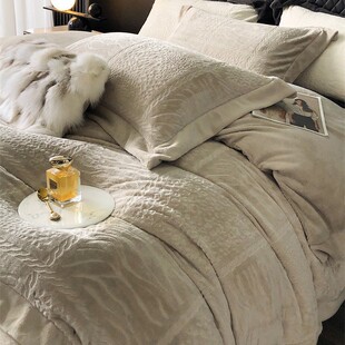 暖暖不想起~轻奢简约慵懒风秋冬牛奶绒四件套加厚保暖珊瑚绒床品