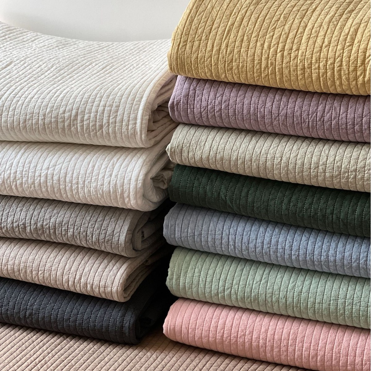 韩国砂洗直条床盖四件套