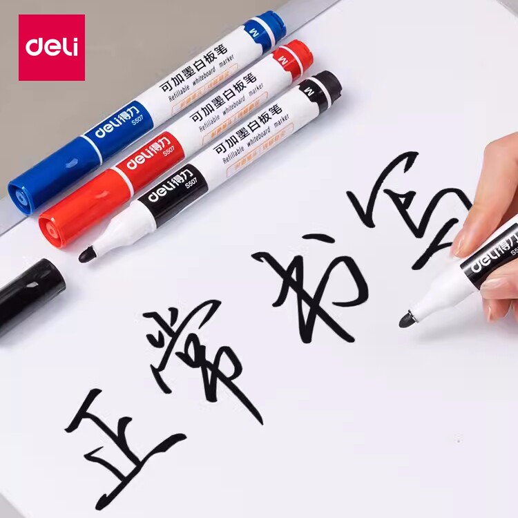 델리 화이트 보드 펜 수성 지울 수있는 화이트 보드 펜 어린이 컬러 페인팅 펜 회의 데모 화이트 보드 펜은 잉크 펜을 추가 할 수 있습니다