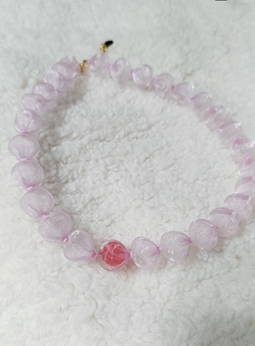 日系首饰系列欧根纱手作泡泡花饰品可爱超仙樱花粉项链雅致轻盈