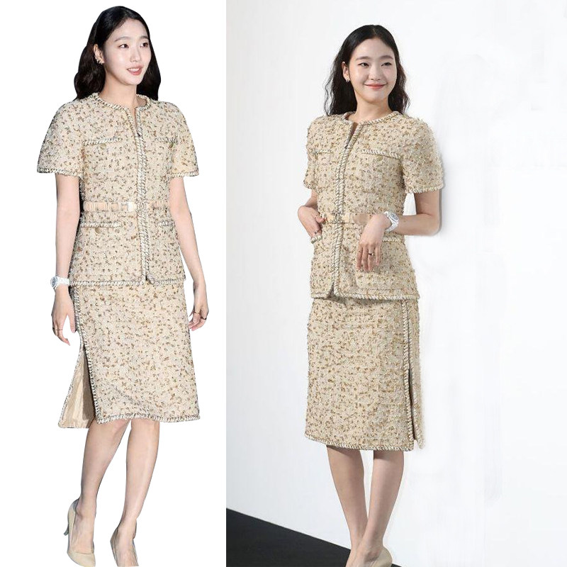 明星同款法式纯手工编织私服名媛短袖外套短裙子小香风两件套装女