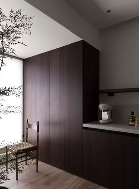 黑胡桃实木皮木饰面板6181DS意式半透北美胡桃木护墙板UV涂装墙板