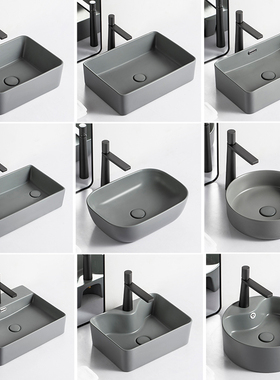 台上盆北欧灰色洗手盆圆形方形单盆创意洗手盆洗脸盆家用台盆轻奢