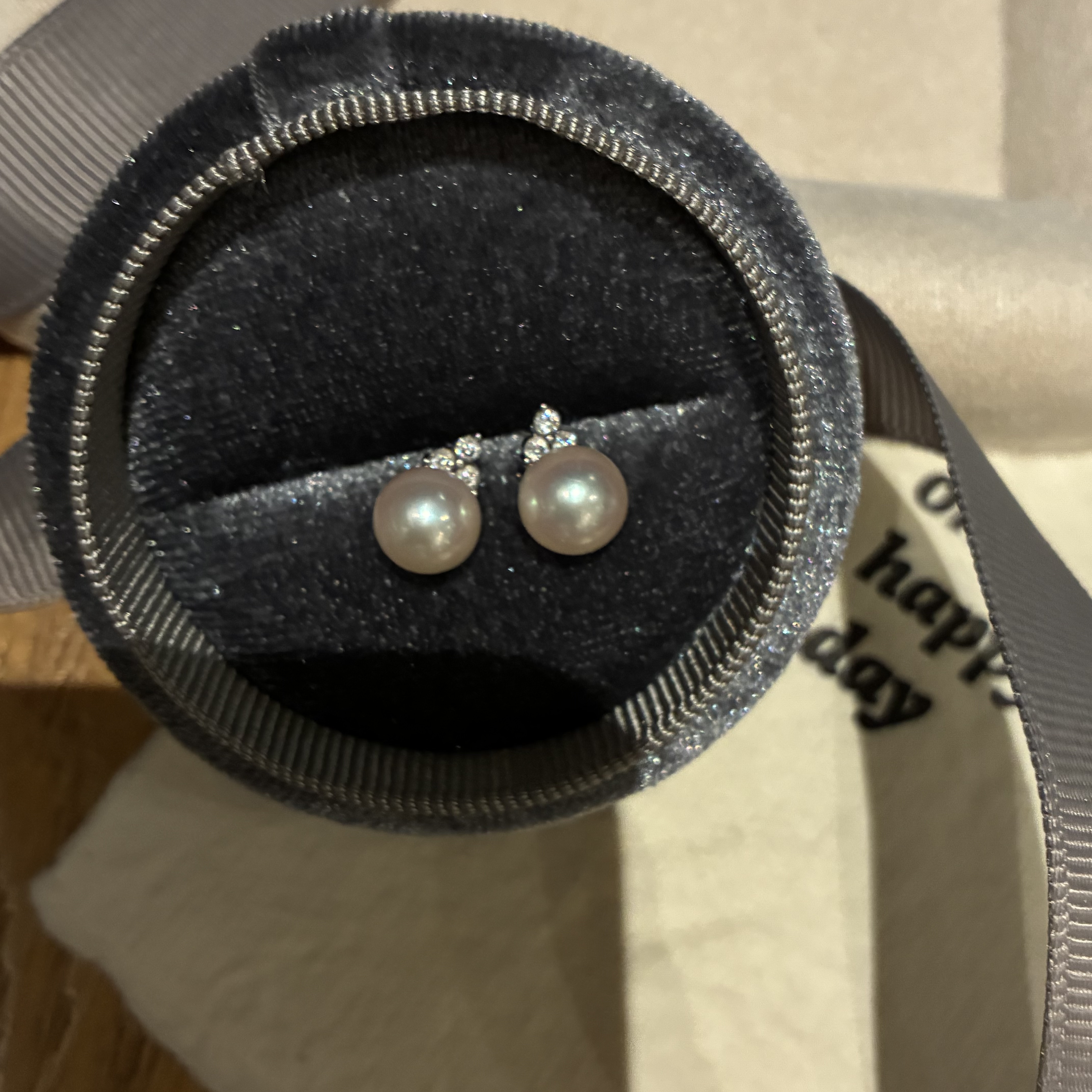 小冰雪精致耳钉7.5-8mm天然海水akoya珍珠耳钉琉璃珠光S925纯银