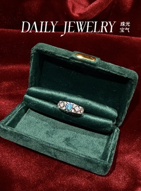 天然澳洲水晶欧泊戒指中古风复古蕾丝布布风戒臂精工银镶嵌