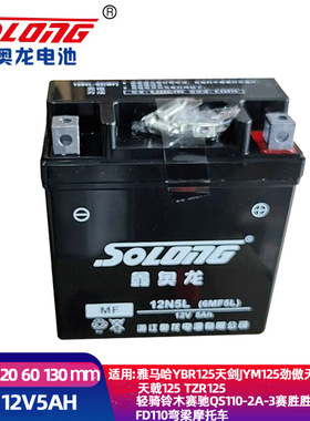 雅马哈TZR125天剑YBR125鑫源悠客XY50Q 12N5-3B电瓶蓄电池YB5L-B