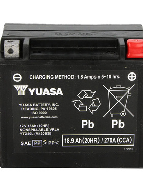 Ural乌拉尔750边三轮庞巴迪X3维京600汤浅电瓶12V18.9AH蓄电池