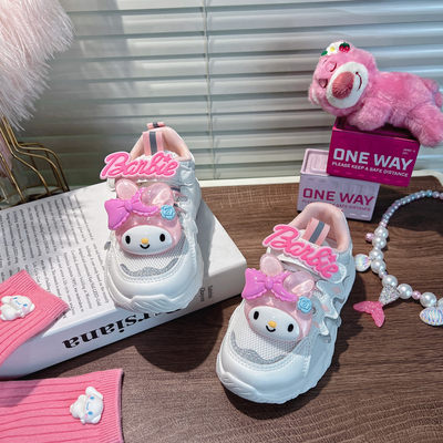 女童春秋网面透气老爹鞋