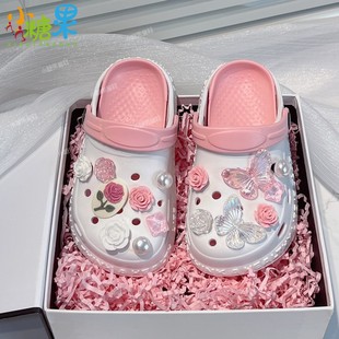 儿童拖鞋外穿洋气女童洞洞鞋女款外出户外海边泳池游泳软底防滑女