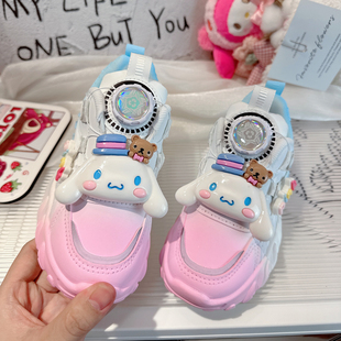 女童鞋子春秋款运动鞋加绒二棉2026新款皮面儿童加棉老爹鞋女款冬