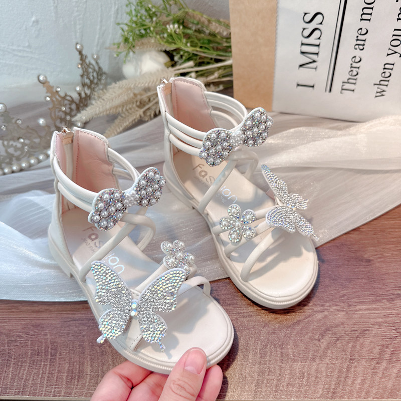 女孩凉鞋女款夏季女童水晶罗马公主鞋儿童四五六八岁女鞋网红爆款